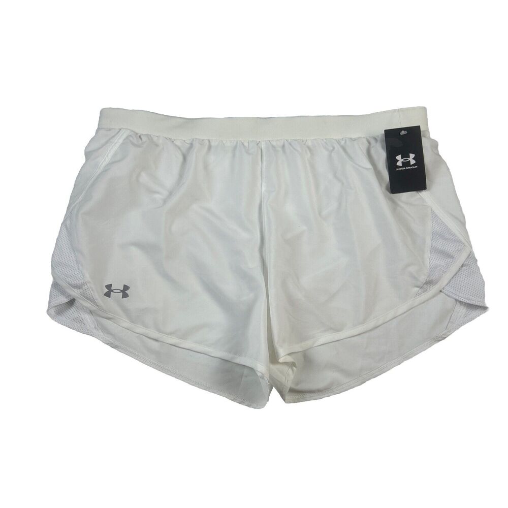 Under Armour UA Fly-By 2.0 Shorts Womens XL Running Gym Shorts 3” -White New